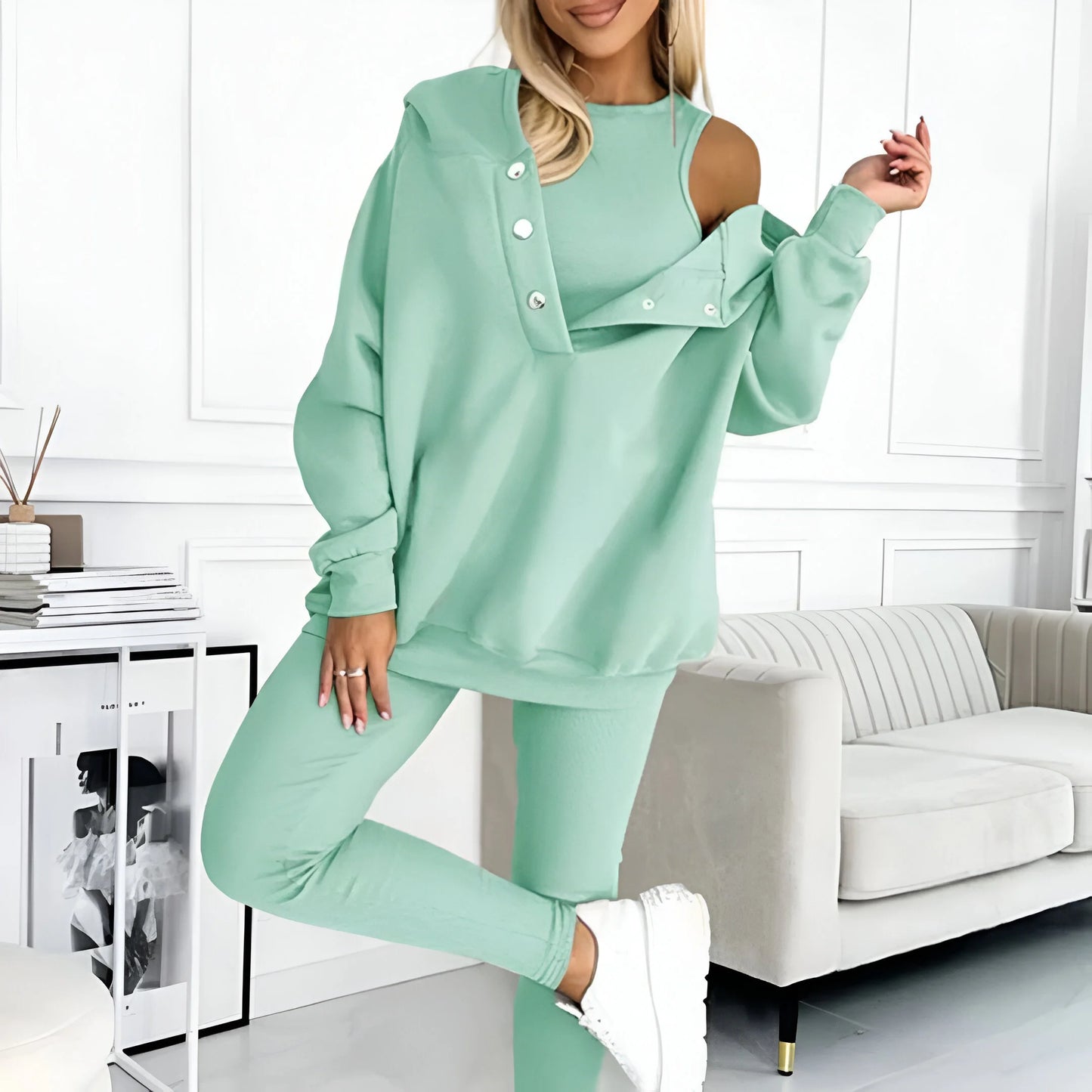 Elara – Casual & Comfortable Three-Piece Sweatshirt Set