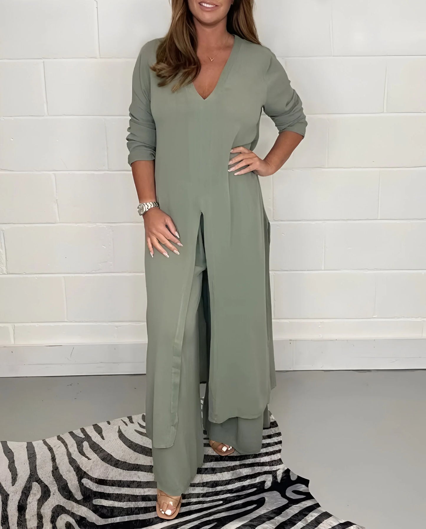 Philomène - Flowy Two-Piece Blouse and Trousers Set