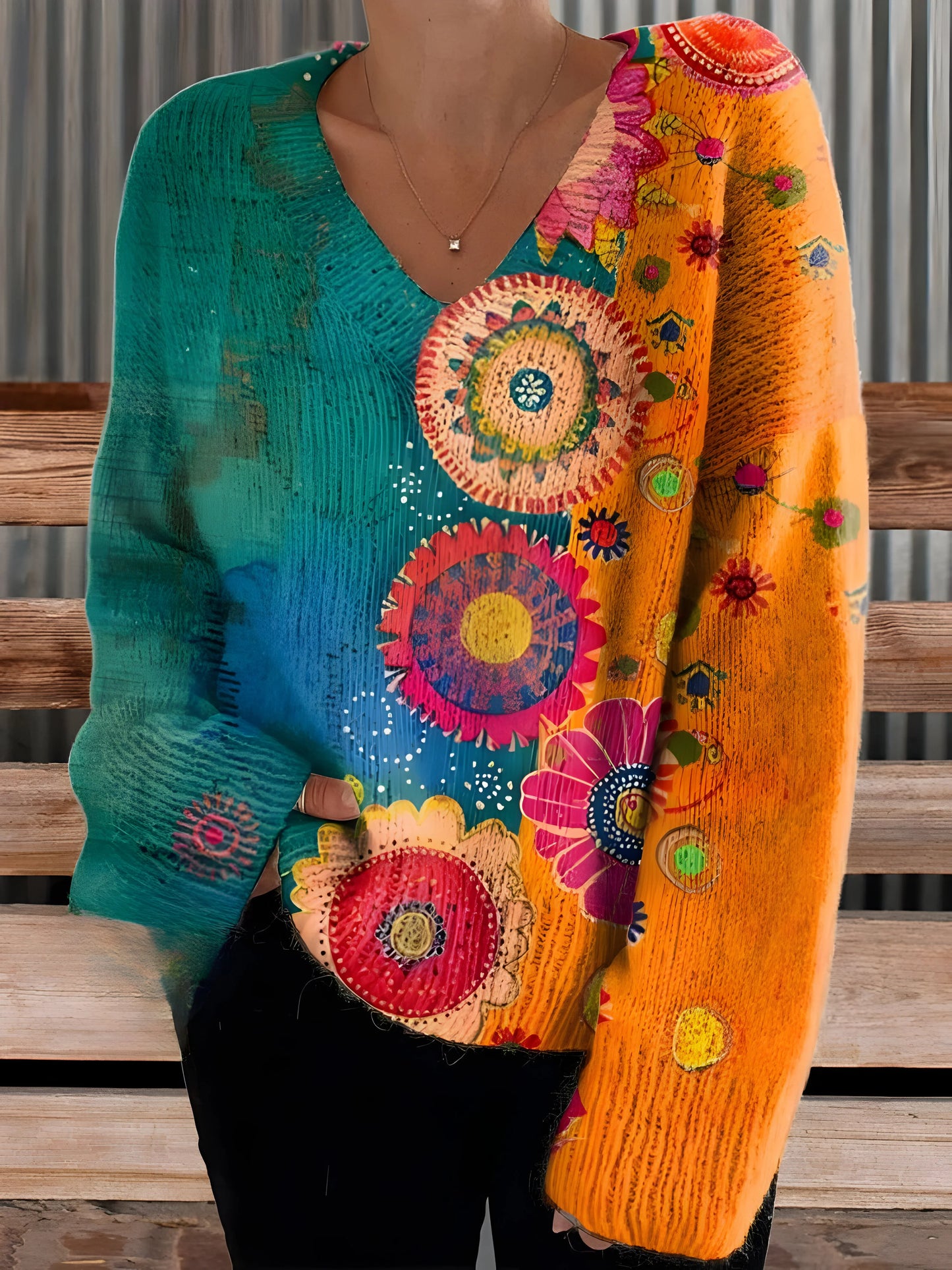 Elodie – Artistic Multi-Print Sweater Collection