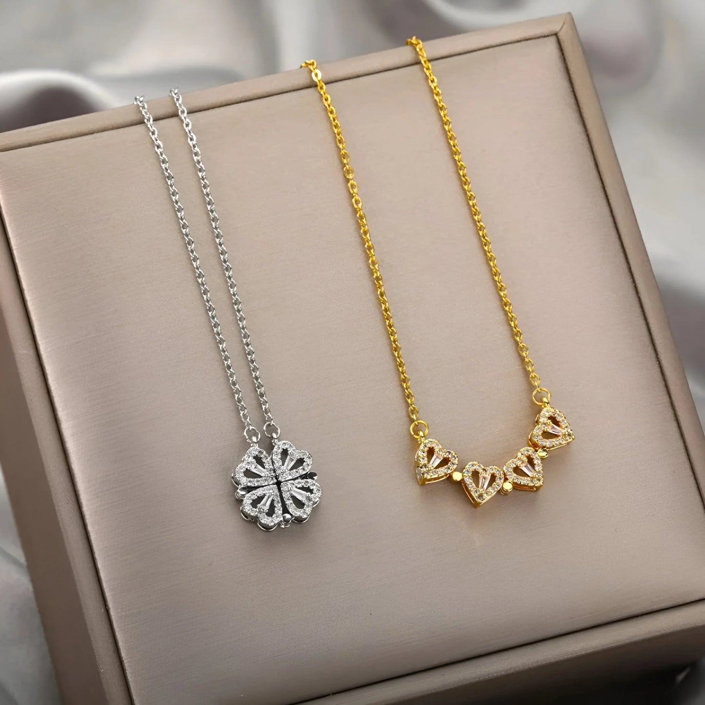 Celesta Clover Heart Pendant Necklace