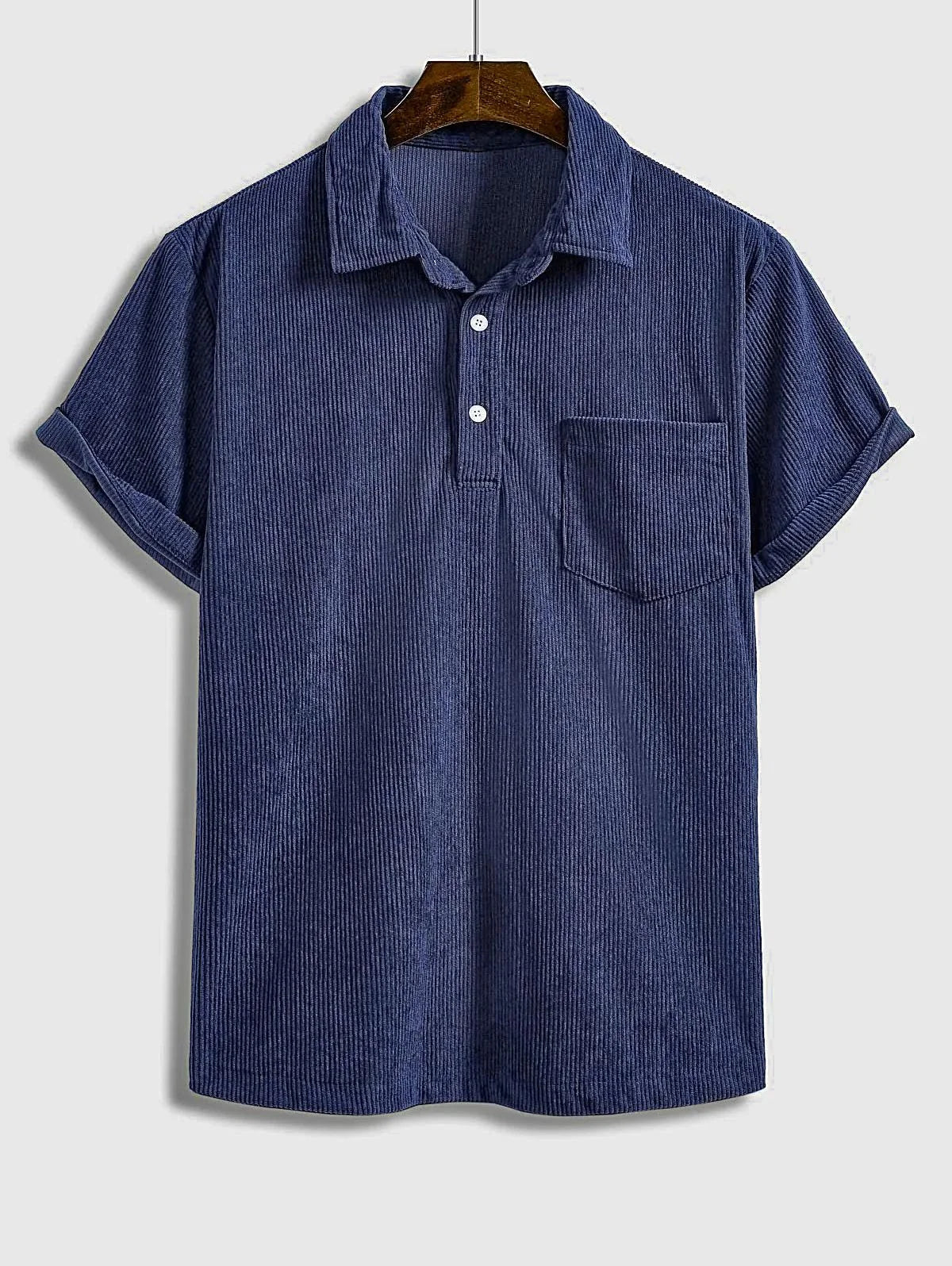 Yves - Men's Short Sleeve Corduroy Polo Shirt