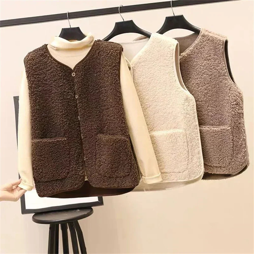 Cosette – Soft Fleece Button-Up Vest