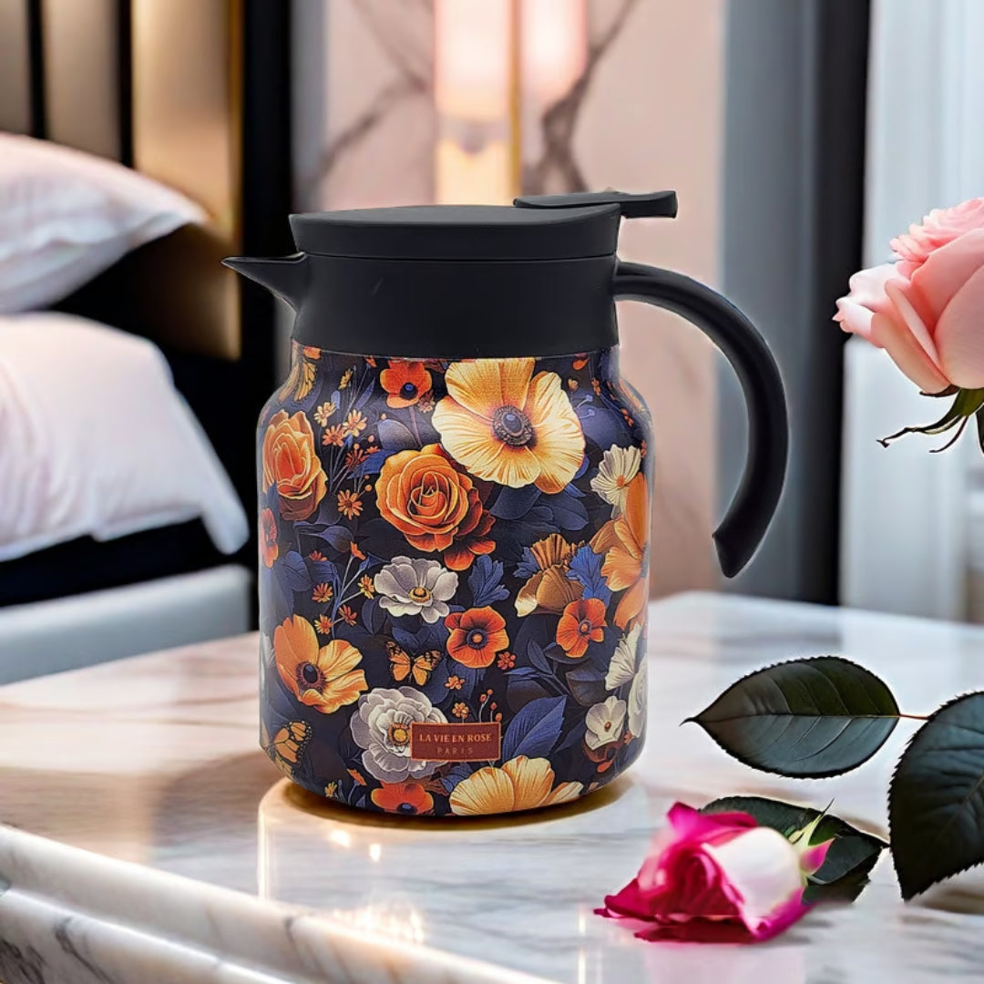 Jardin – Floral Thermos with Dual-Texture Handle