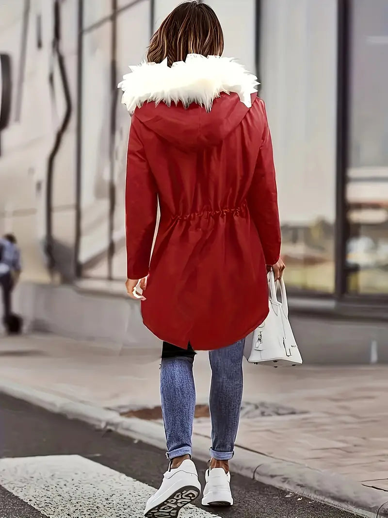 Åshild - Fuzzy Trim Hooded Parka Coat