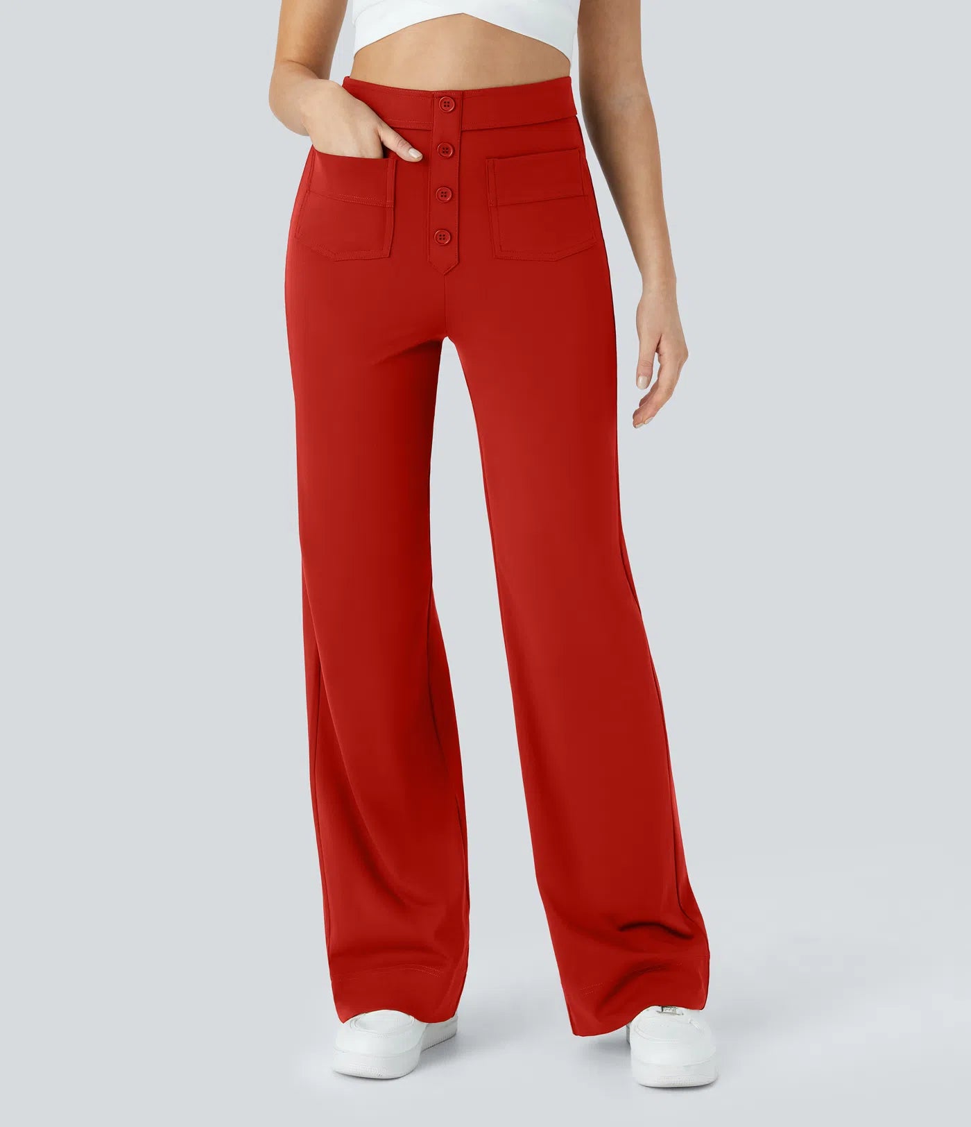 Noé – High-Waisted Wide-Leg Button Pants