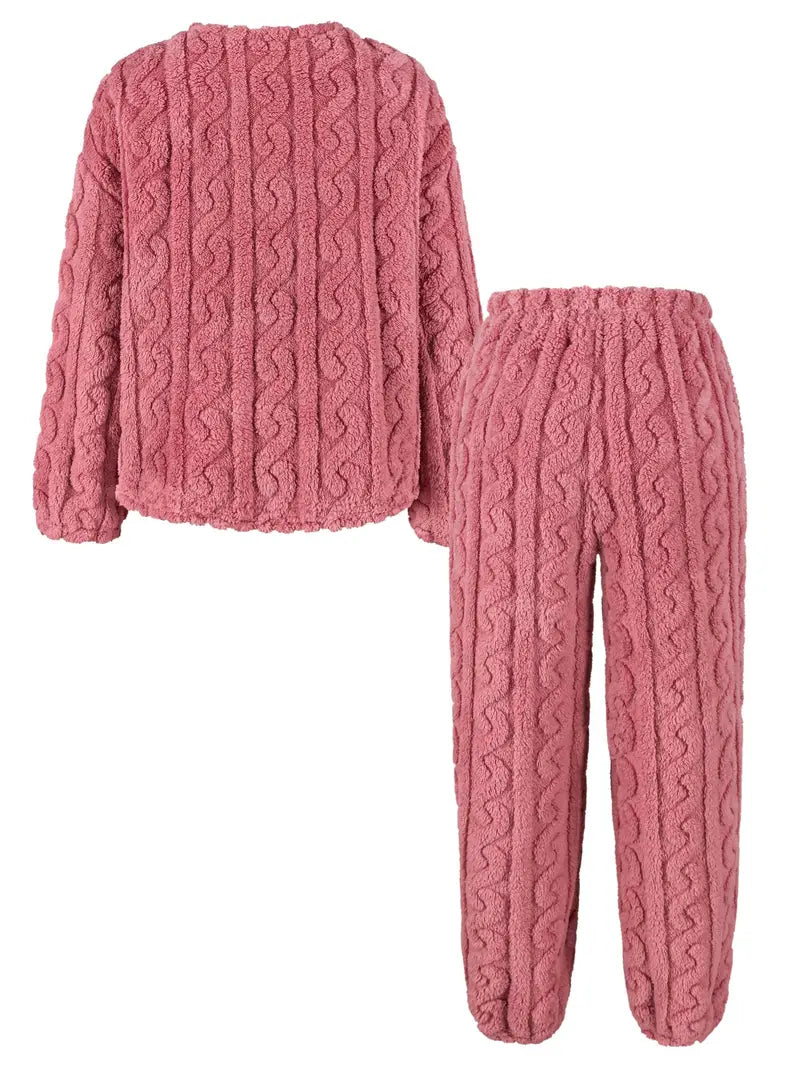 Strzeżymira - Fuzzy Casual Set with Sweater and Pants