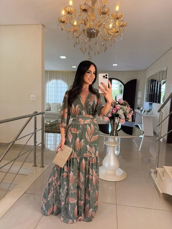 CLAUDIA | Floral Maxi Dress with Comfortable Fit for Elegant Days