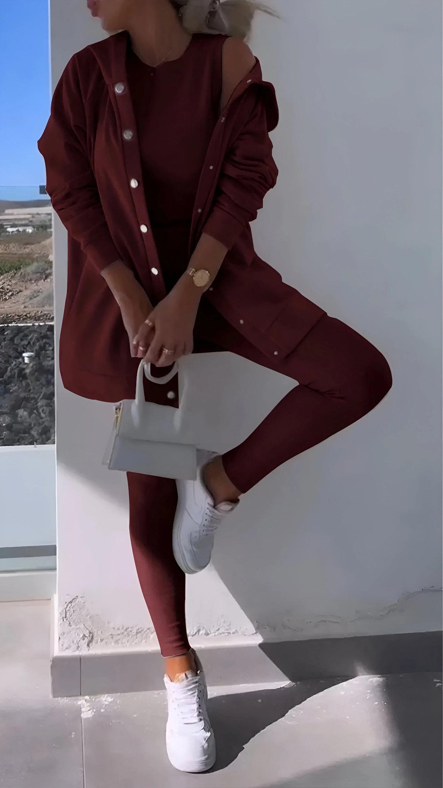 Fanny - Casual Hooded Cardigan Three-Piece Set