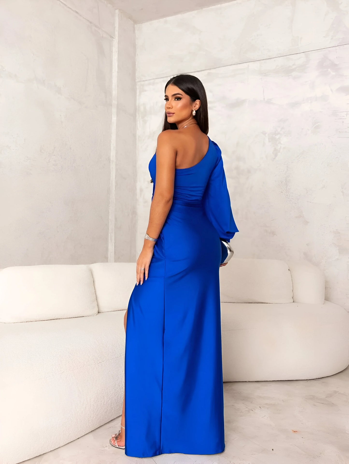 Mireille - One-Shoulder Side Slit Evening Dress
