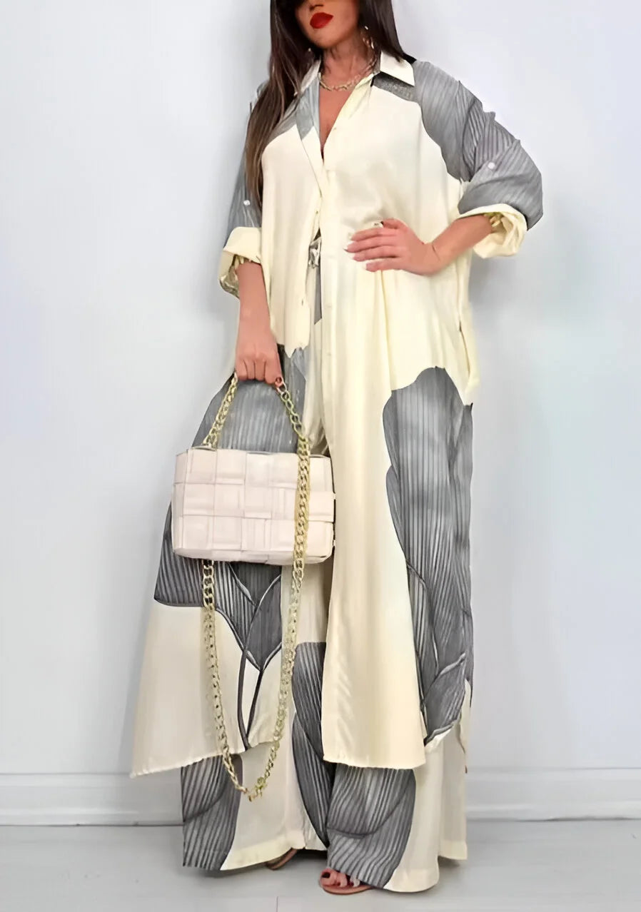 Élodie Elegant Printed Top and Pants Set