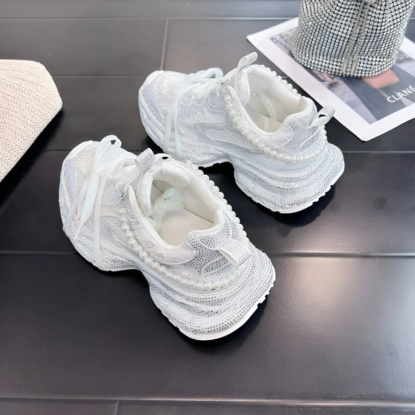 Alice - Crystal Embellished Mesh Sneakers