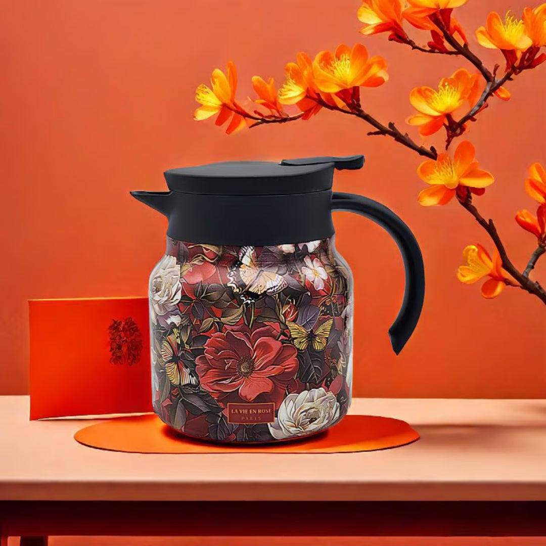 Jardin – Floral Thermos with Dual-Texture Handle