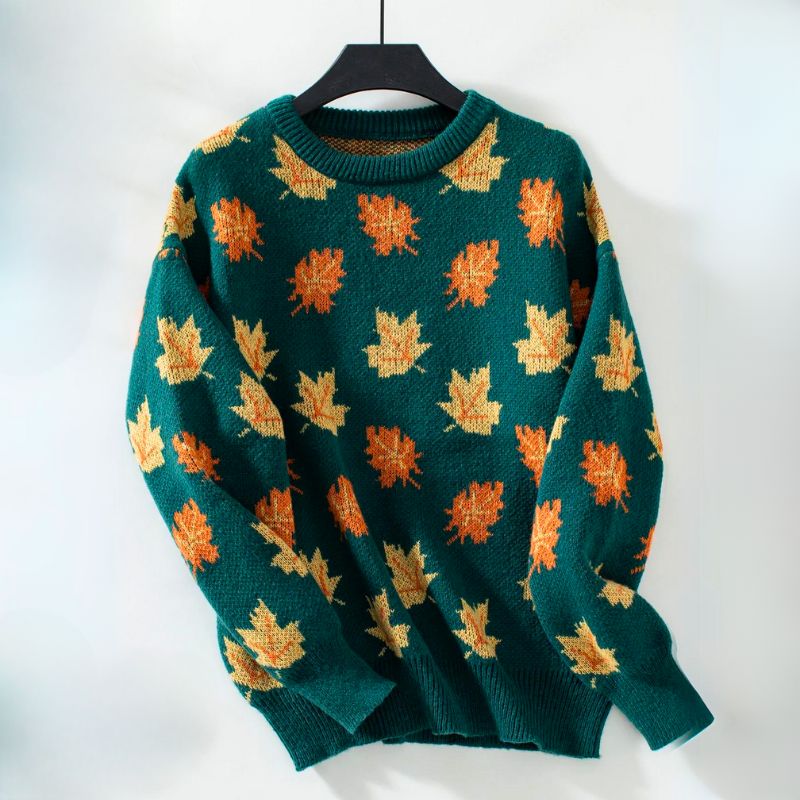 Ylva – Sweater with Maple Leaf Pattern