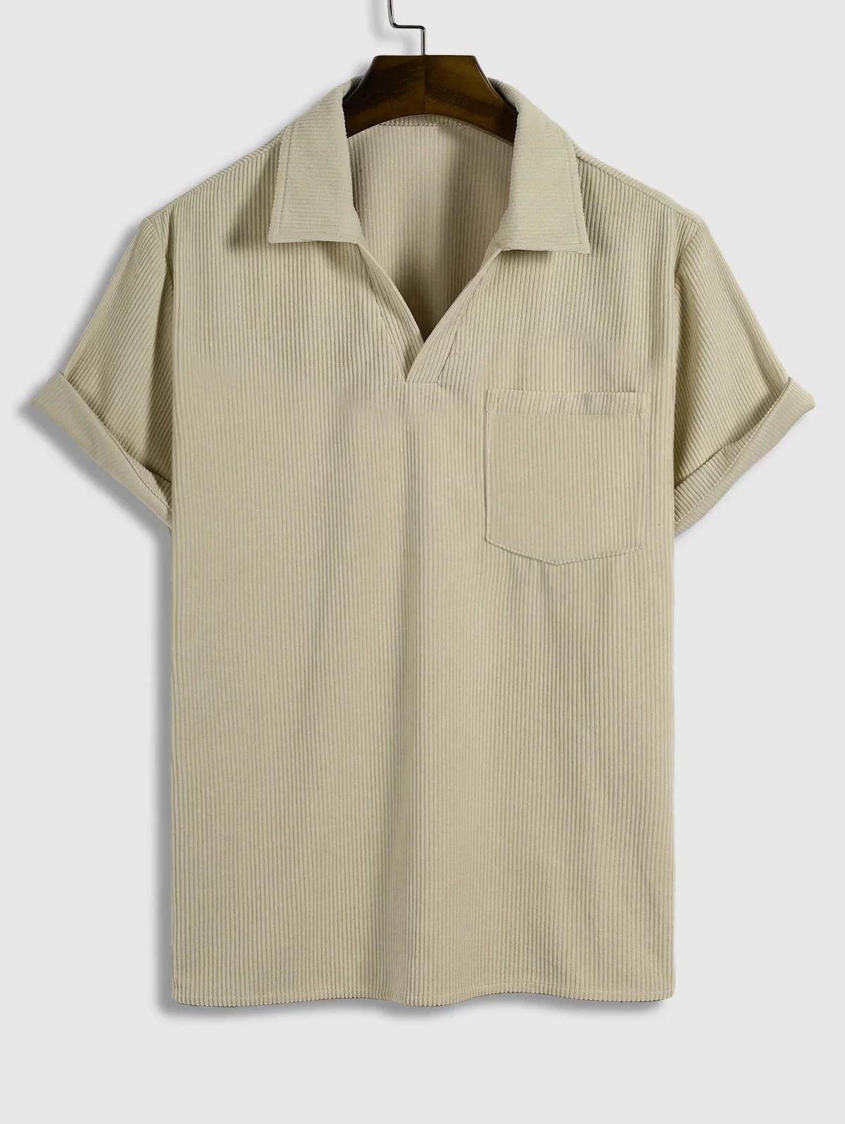 Yves - Men's Short Sleeve Corduroy Polo Shirt