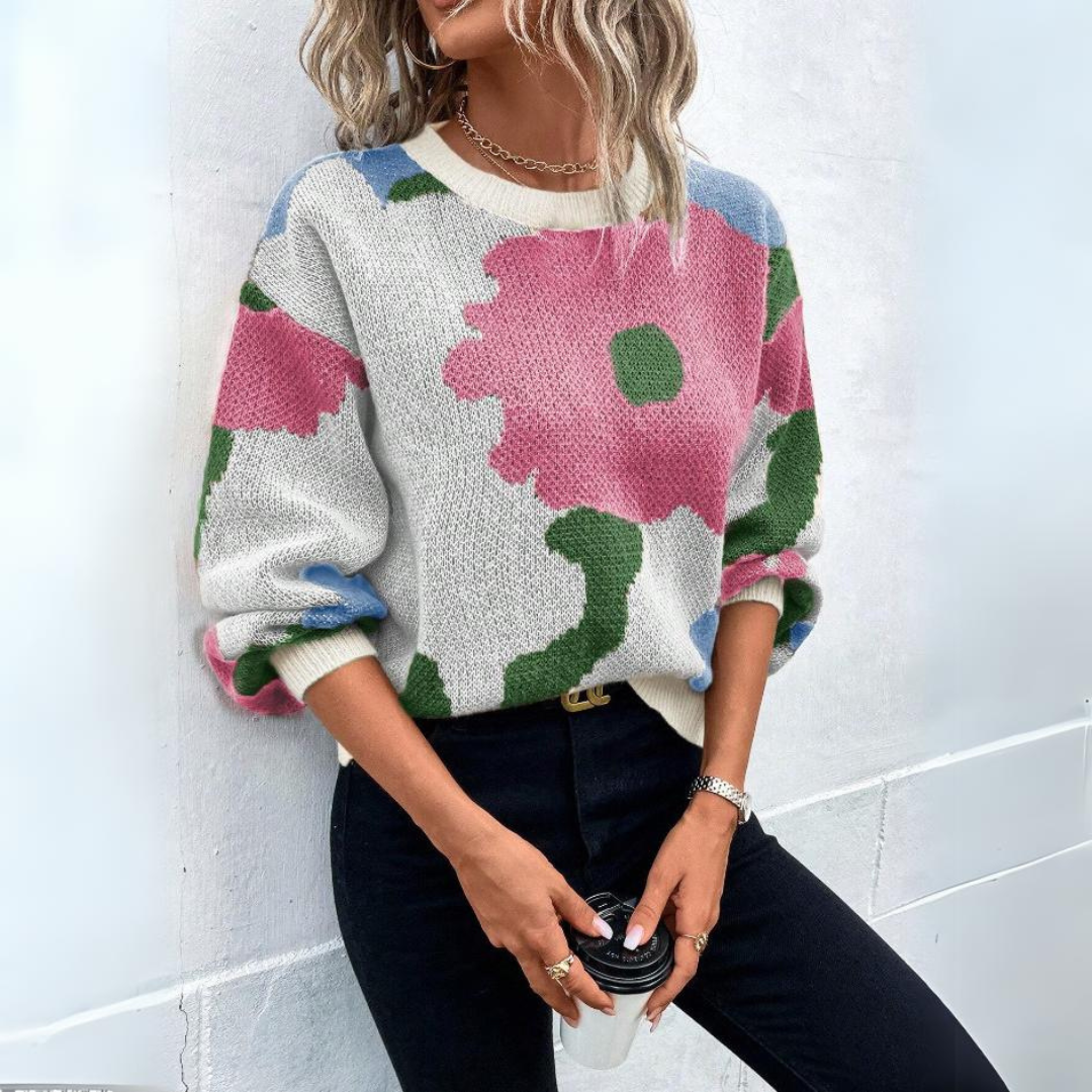 Ane – Color Block Abstract Winter Sweater