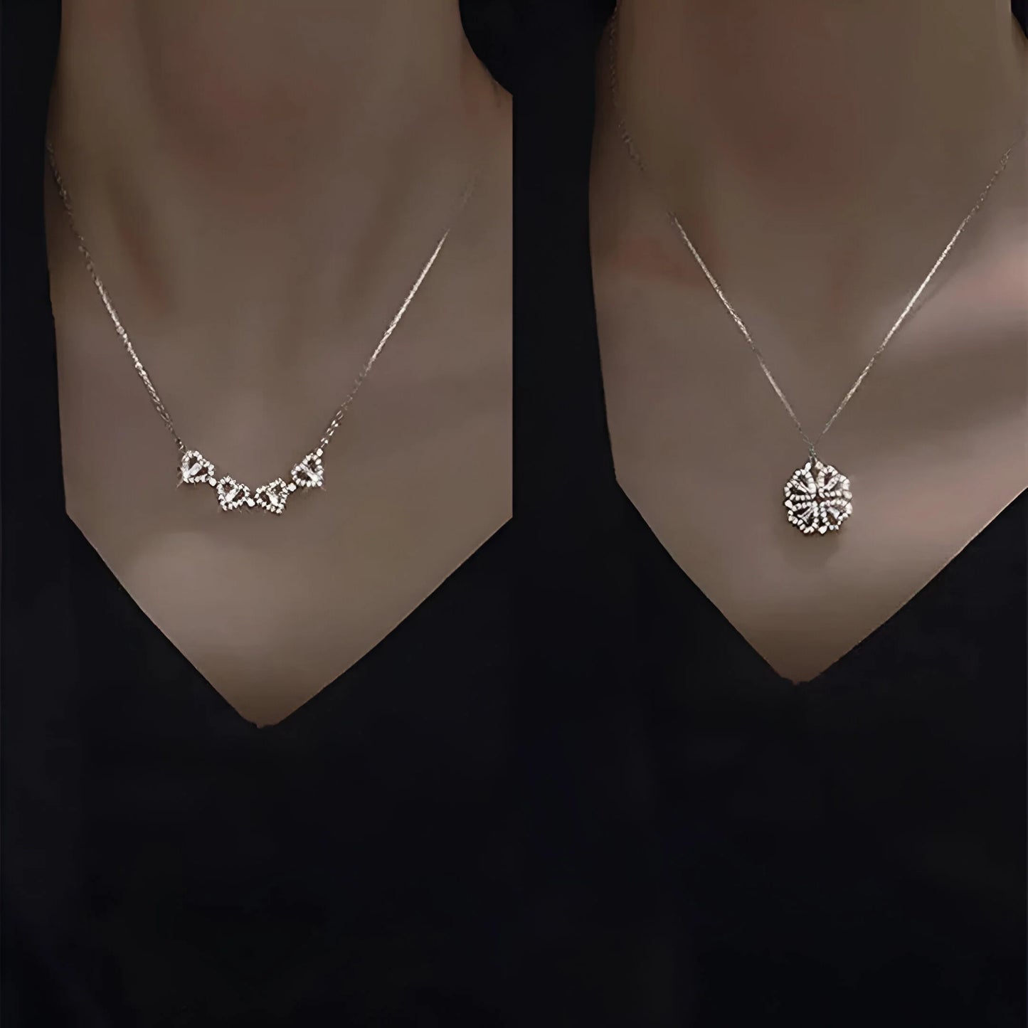Celesta Clover Heart Pendant Necklace