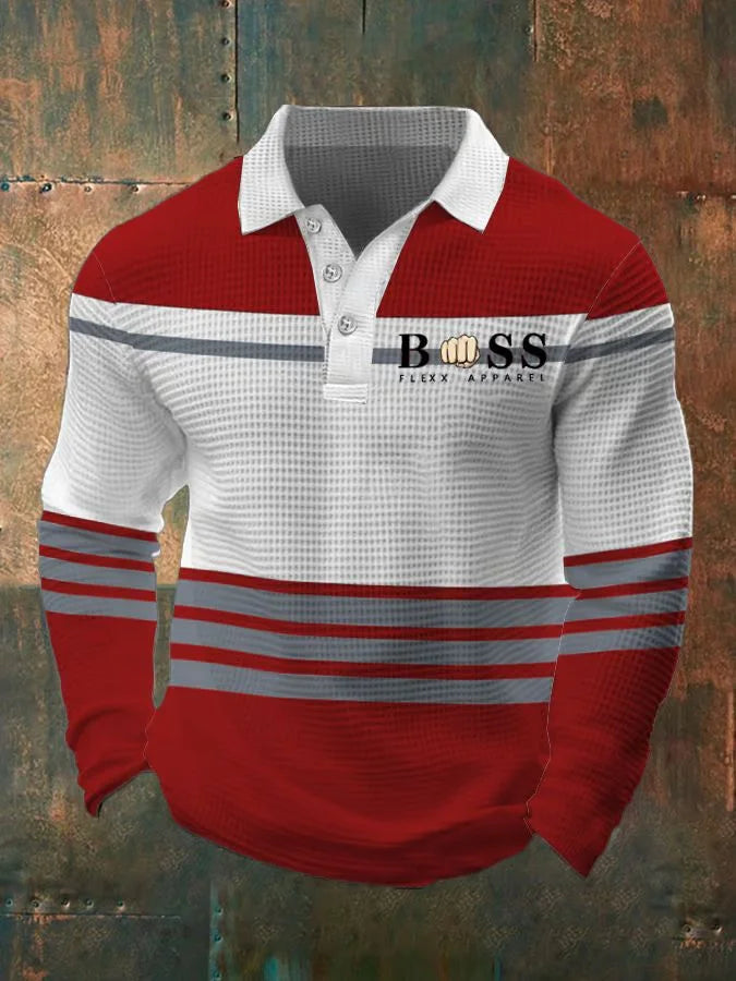 Etienne – Men's Contrast Panel Long-Sleeve Polo