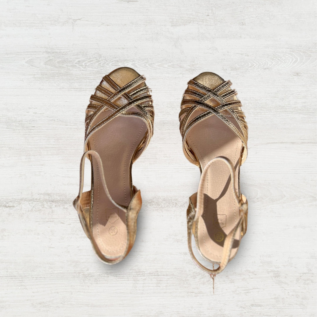 ATHENA - GOLD HEEL SANDALS