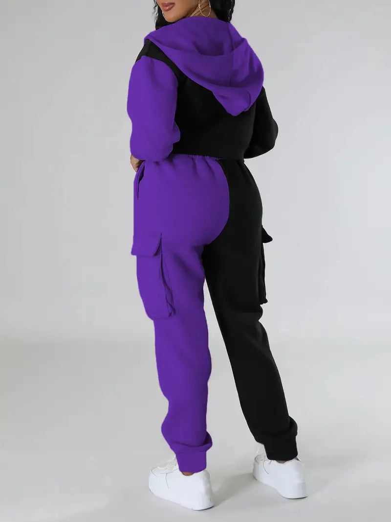 Włodzimira - Color Block Casual Two-Piece Set
