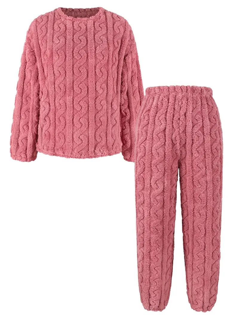 Strzeżymira - Fuzzy Casual Set with Sweater and Pants