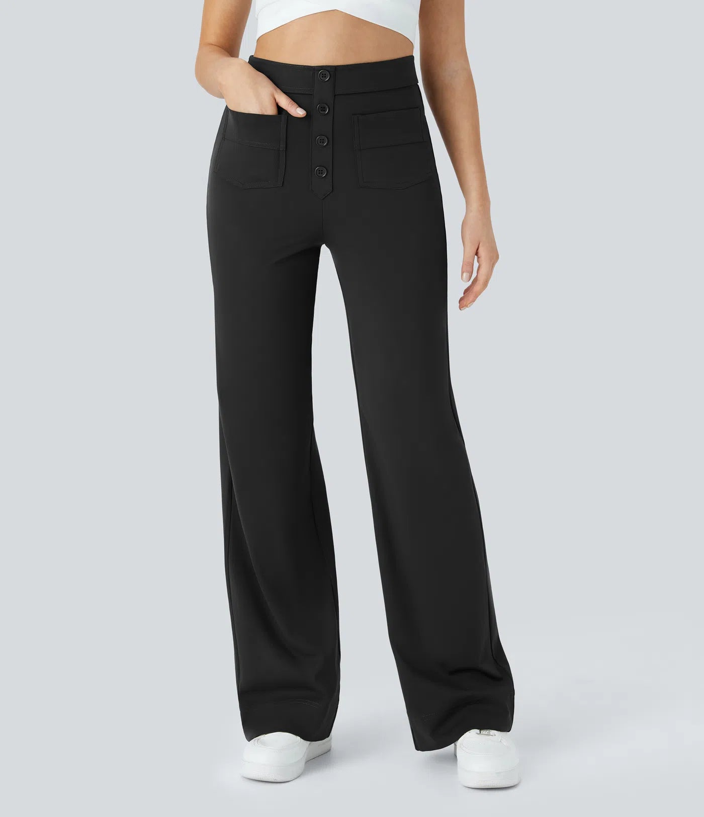 Noé – High-Waisted Wide-Leg Button Pants