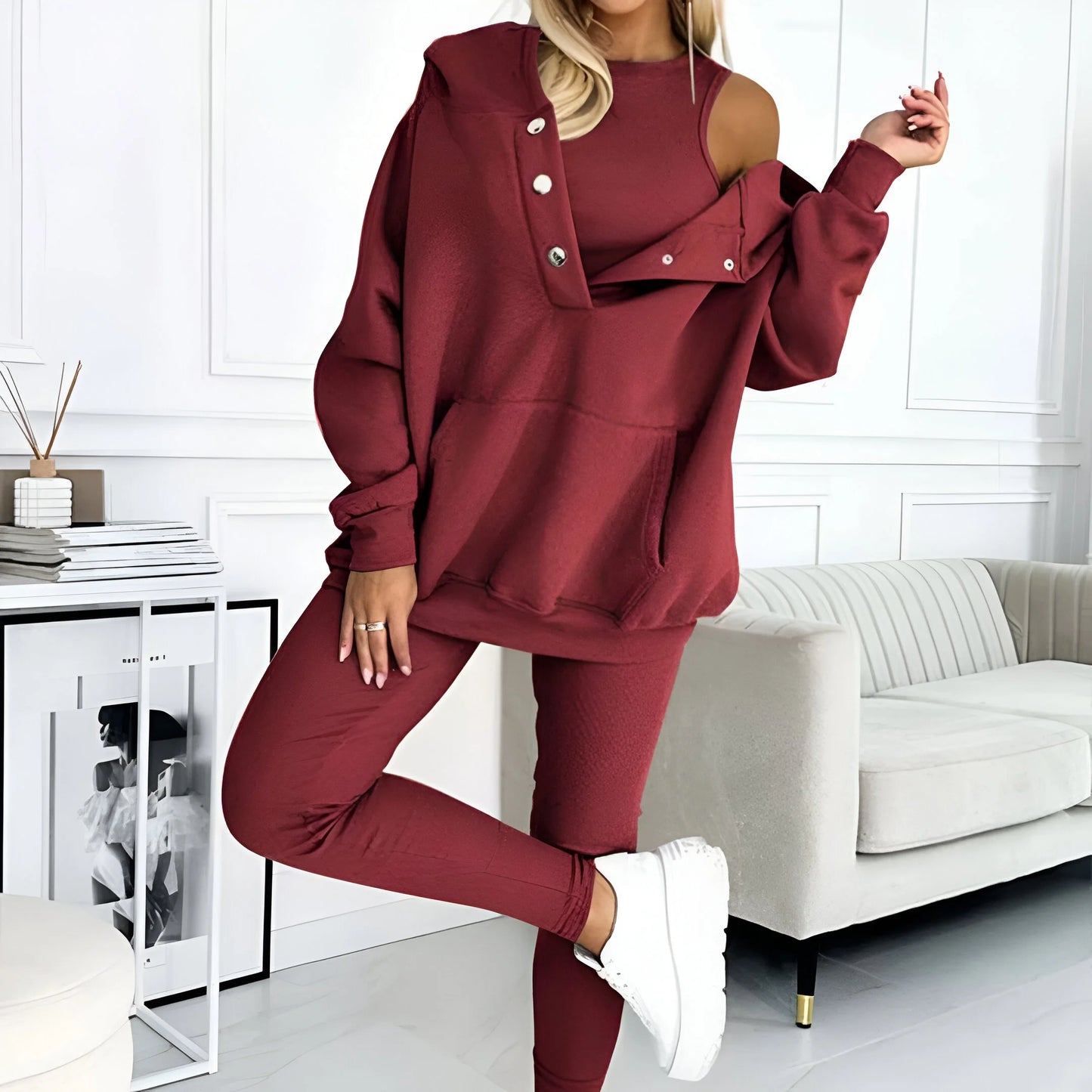 Elara – Casual & Comfortable Three-Piece Sweatshirt Set