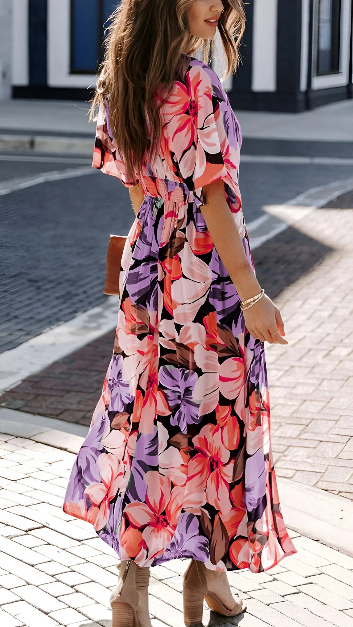 Alizée - Bohemian Deep V-Neck Floral Maxi Dress