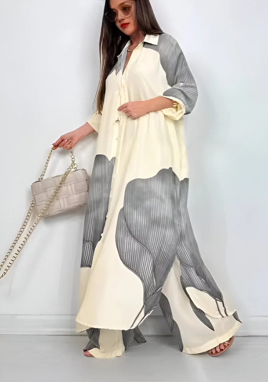 Élodie Elegant Printed Top and Pants Set