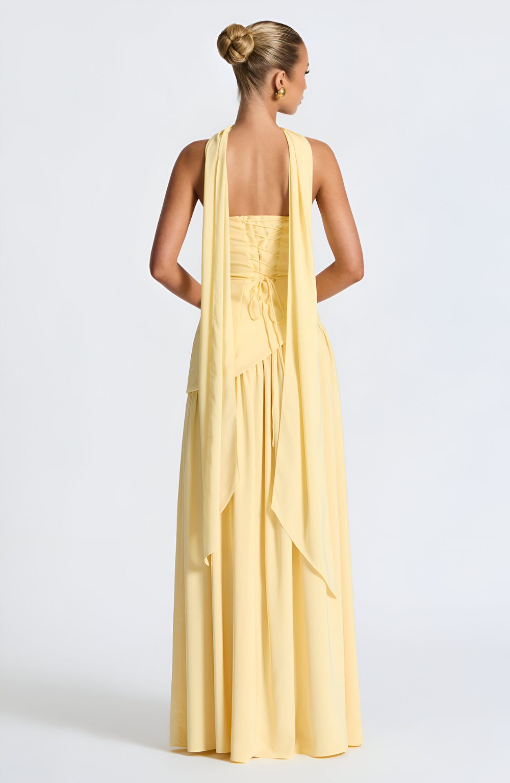 Isaline – Strapless Chiffon Contrast Maxi Dress
