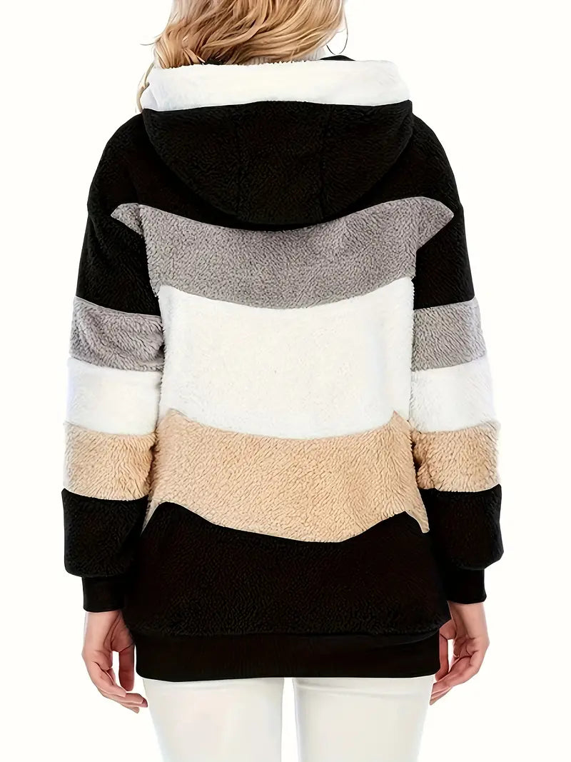 Elina - Color Block Teddy Jacket