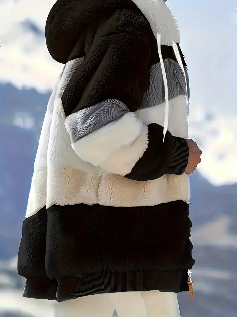 Elina - Color Block Teddy Jacket