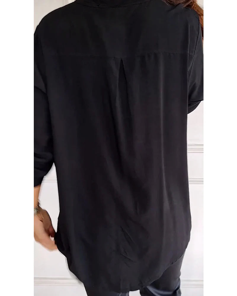 Isabelle – Casual Brick Print Shirt with Sequin