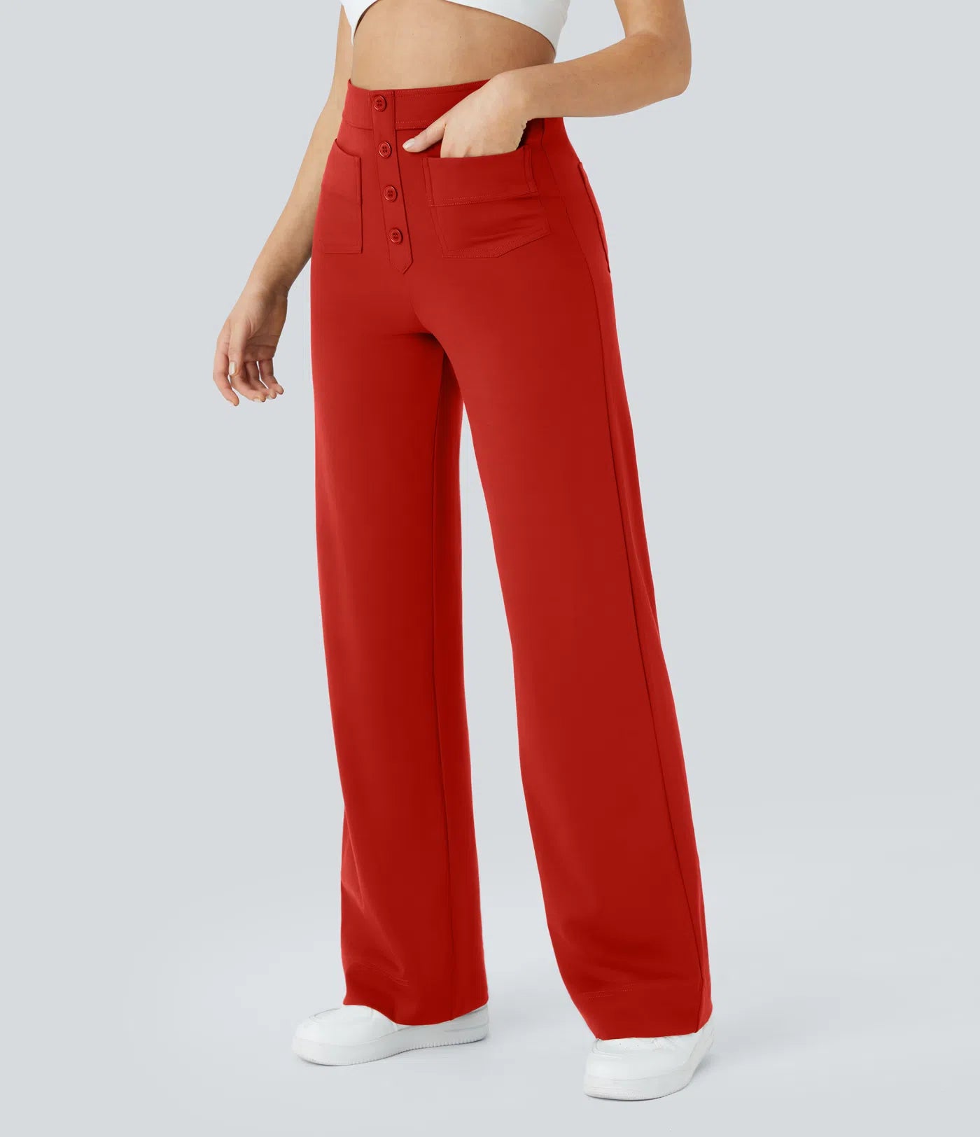 Noé – High-Waisted Wide-Leg Button Pants