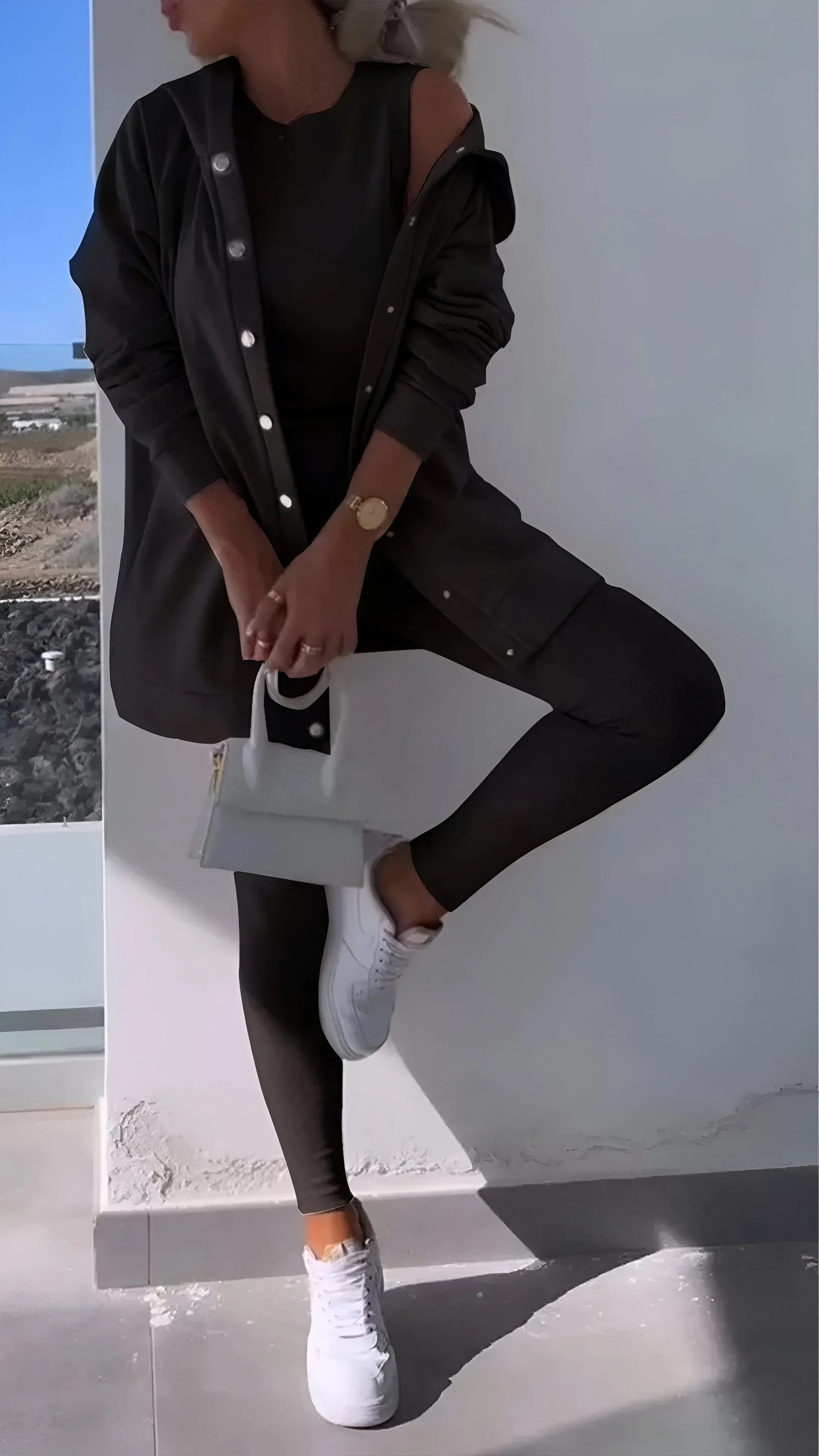 Fanny - Casual Hooded Cardigan Three-Piece Set