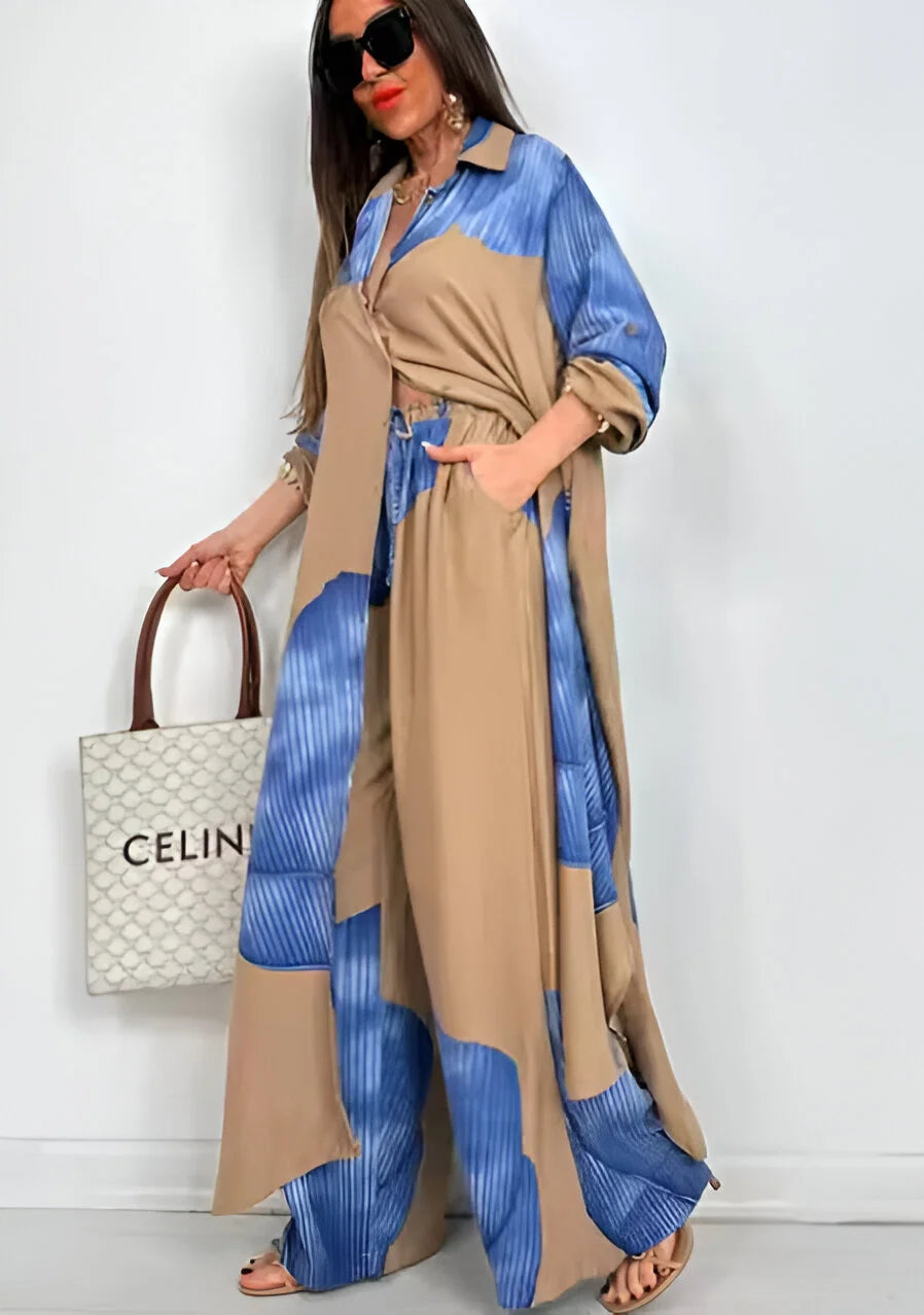 Élodie Elegant Printed Top and Pants Set