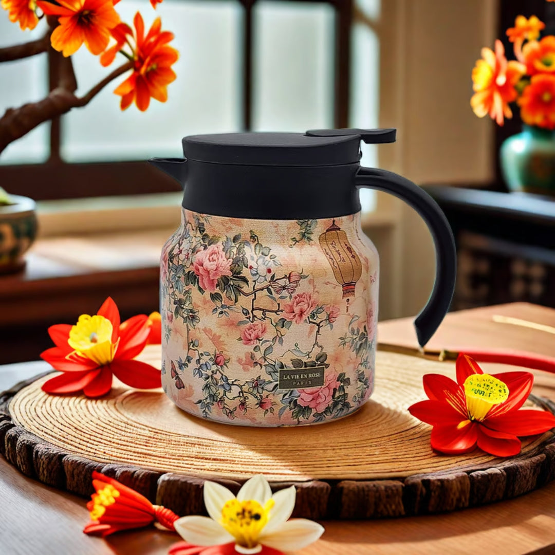 Jardin – Floral Thermos with Dual-Texture Handle