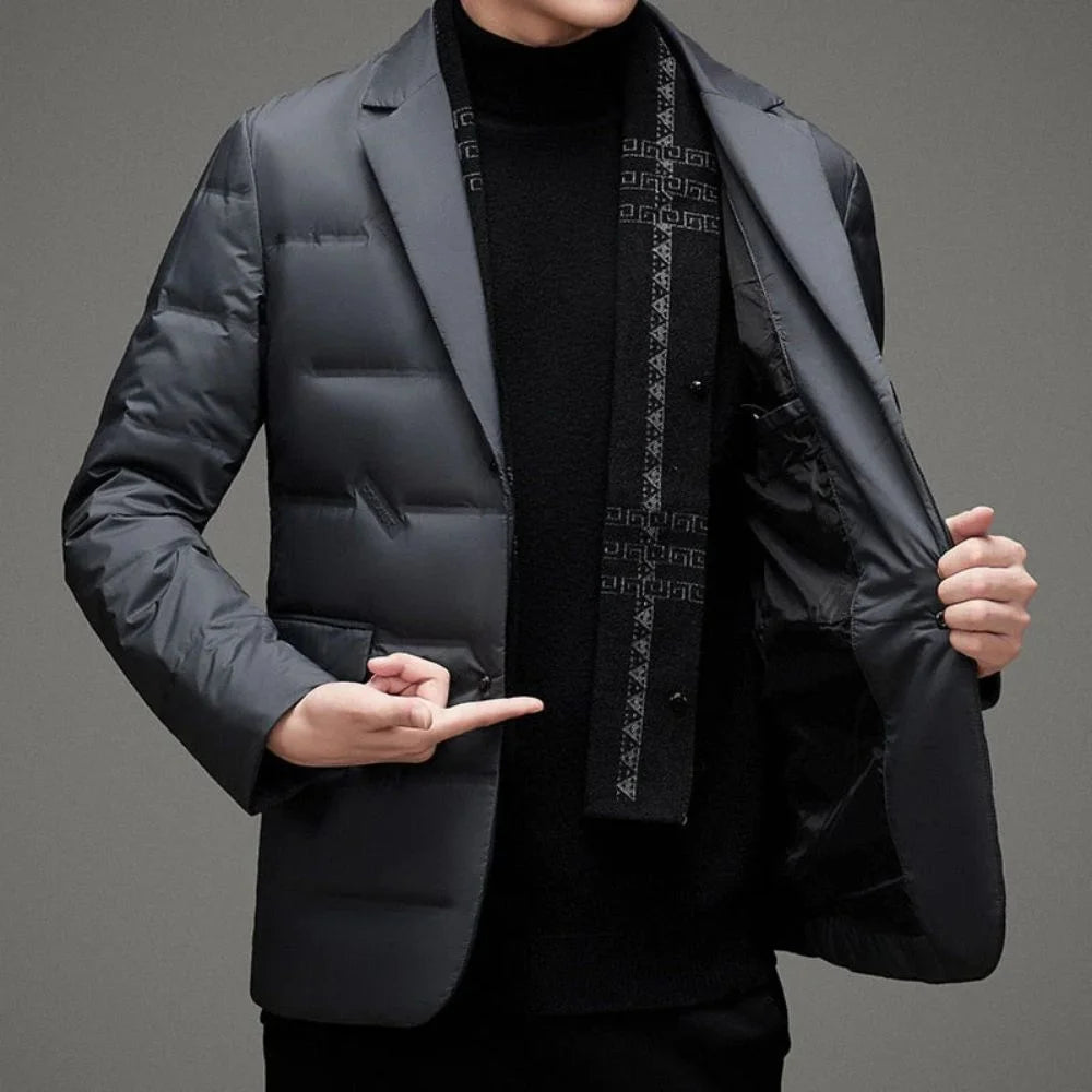 Adrien - Quilted Men's Suit Jacket with Detachable Scarf