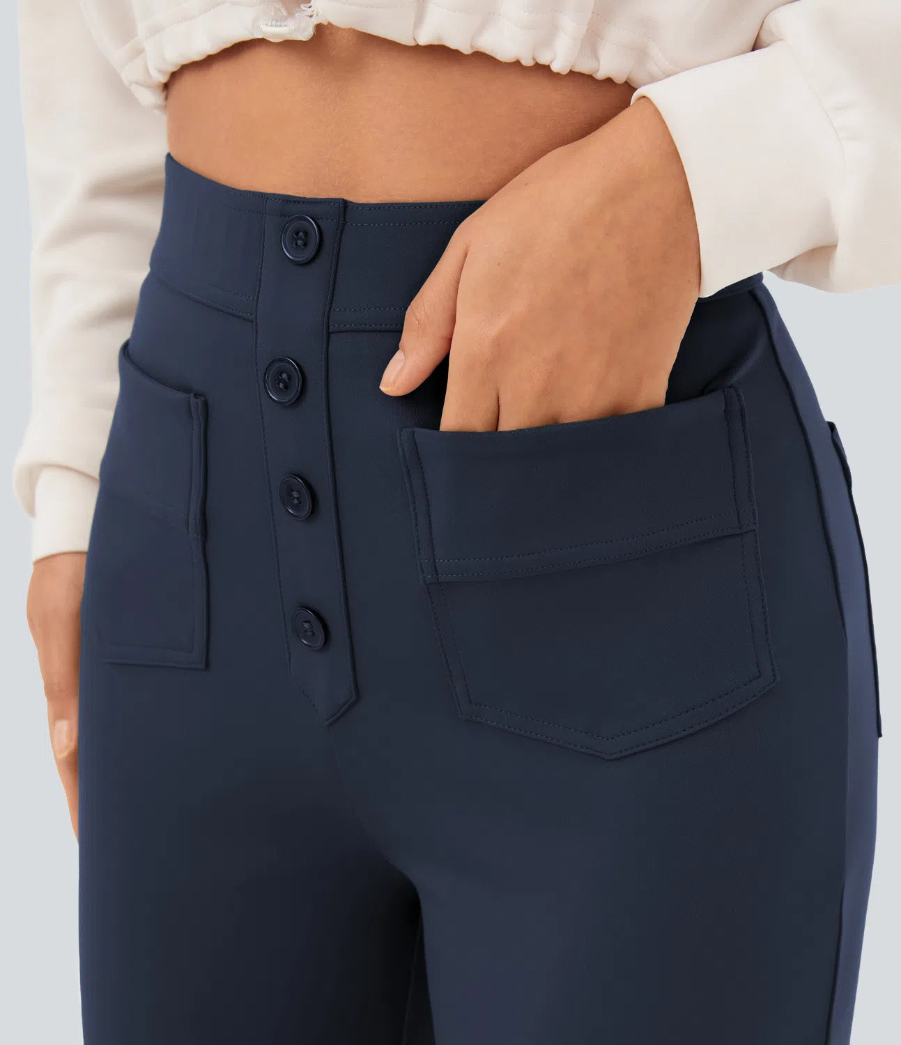 Noé – High-Waisted Wide-Leg Button Pants