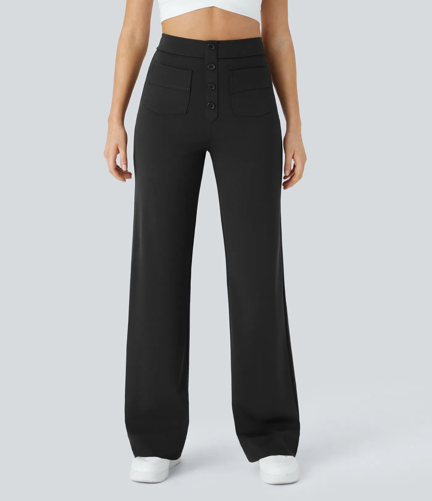 Noé – High-Waisted Wide-Leg Button Pants