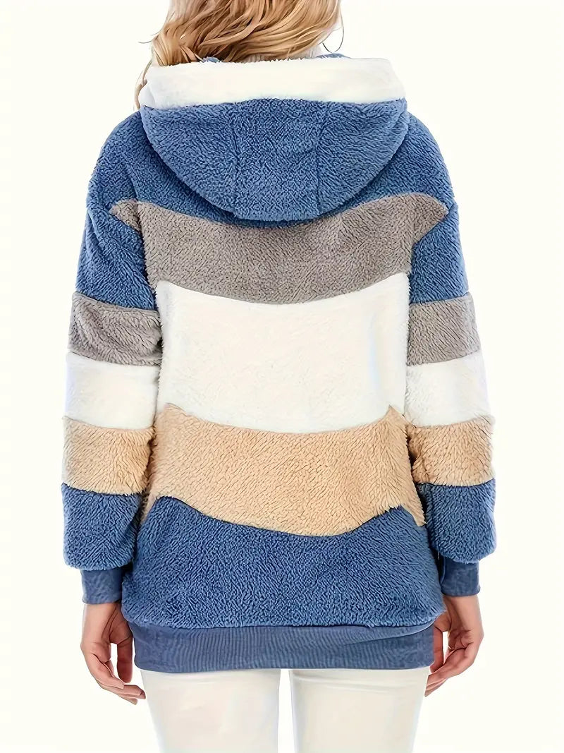Elina - Color Block Teddy Jacket