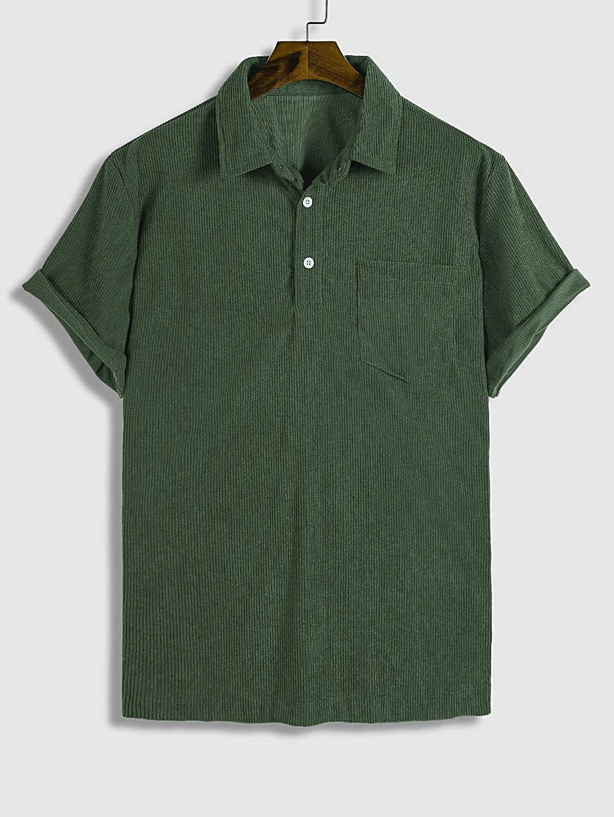 Yves - Men's Short Sleeve Corduroy Polo Shirt