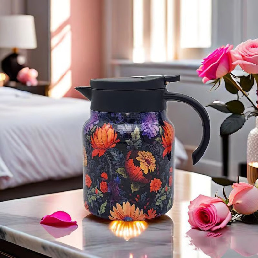 Jardin – Floral Thermos with Dual-Texture Handle