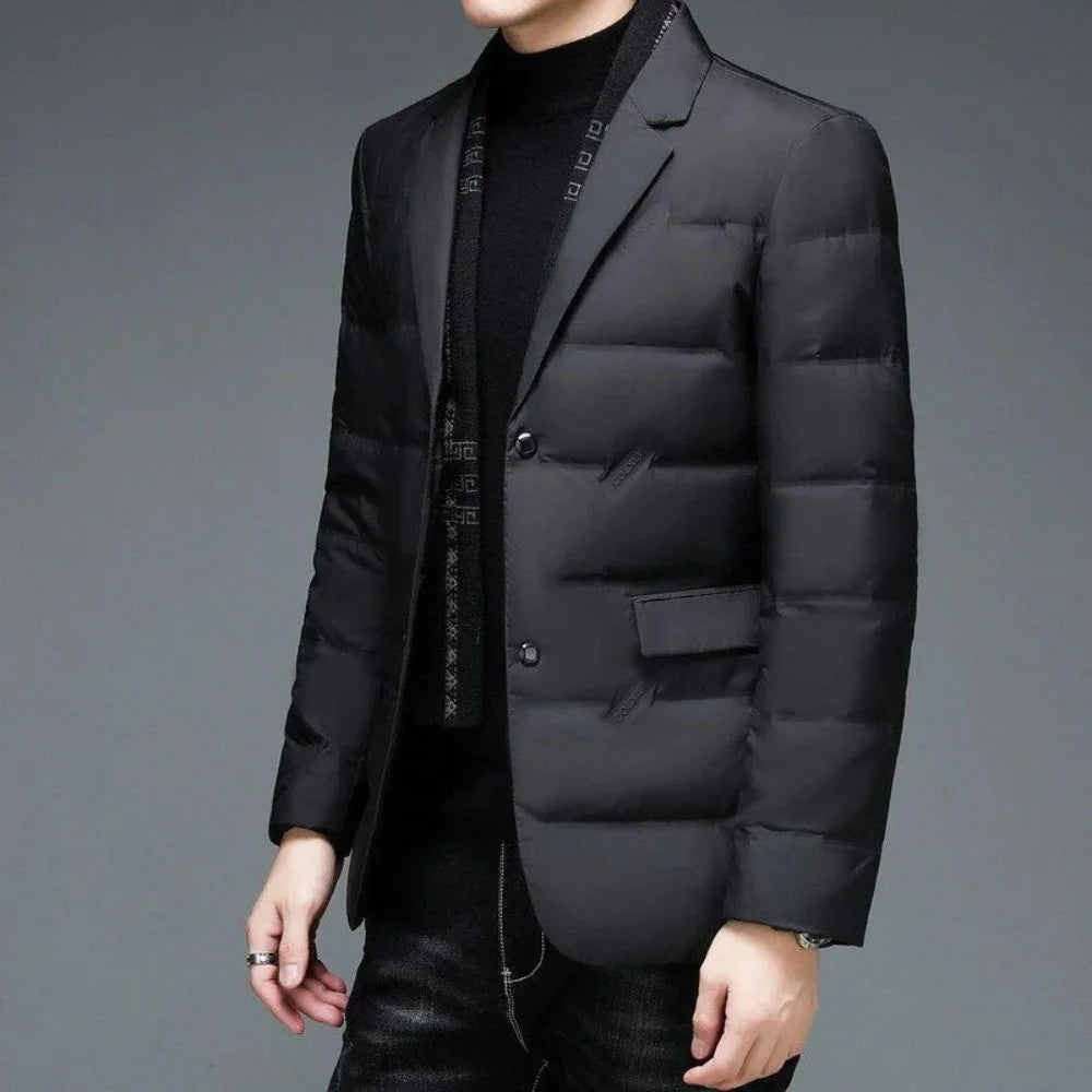 Adrien - Quilted Men's Suit Jacket with Detachable Scarf