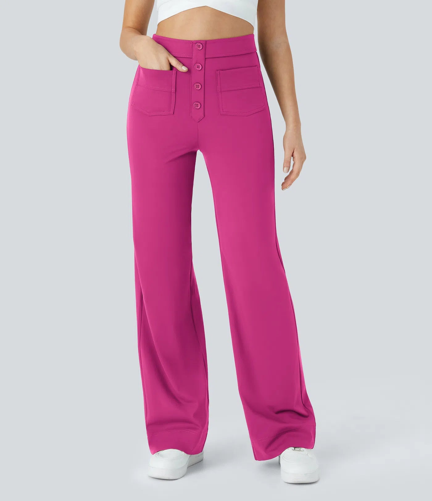 Noé – High-Waisted Wide-Leg Button Pants