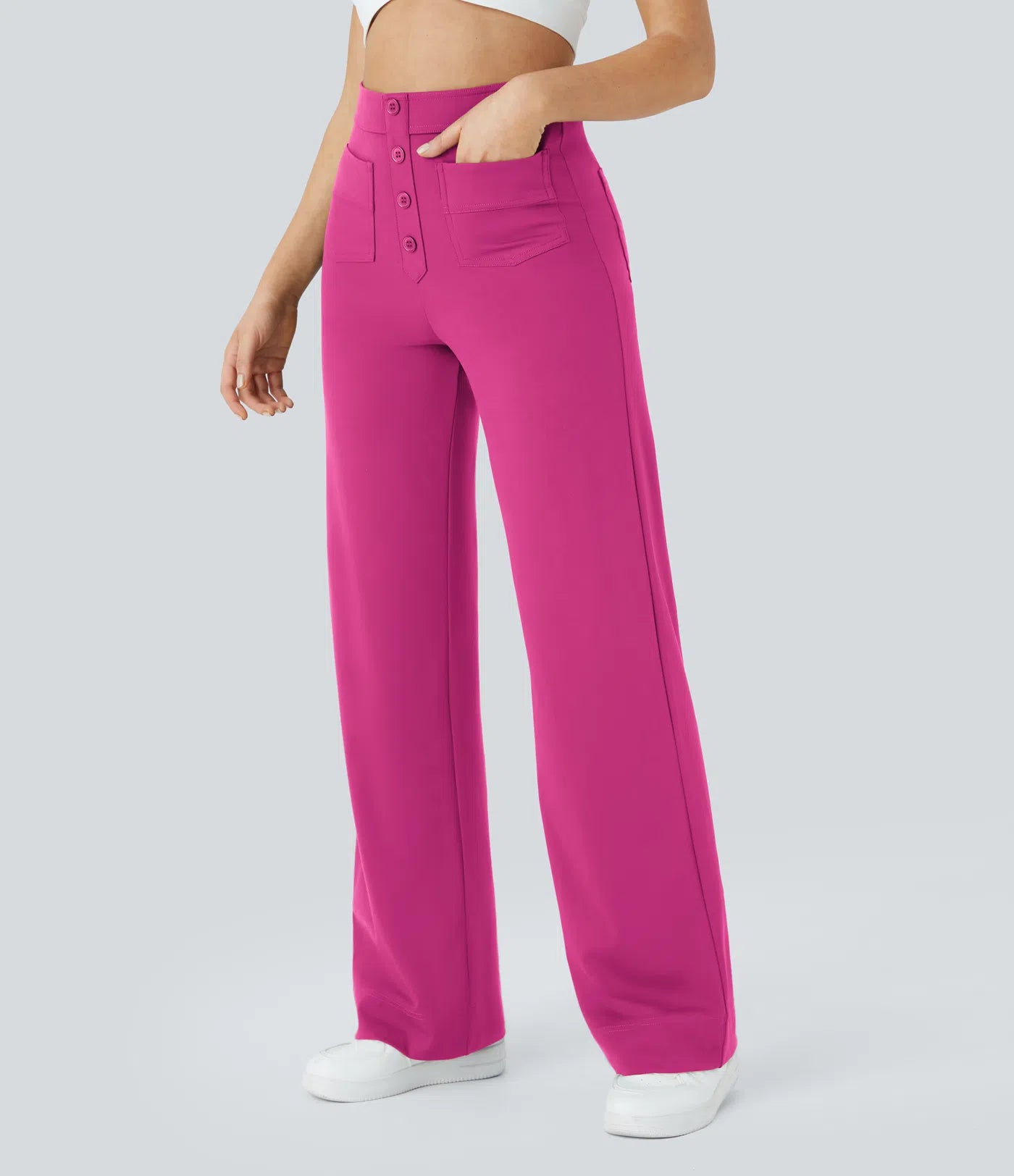 Noé – High-Waisted Wide-Leg Button Pants