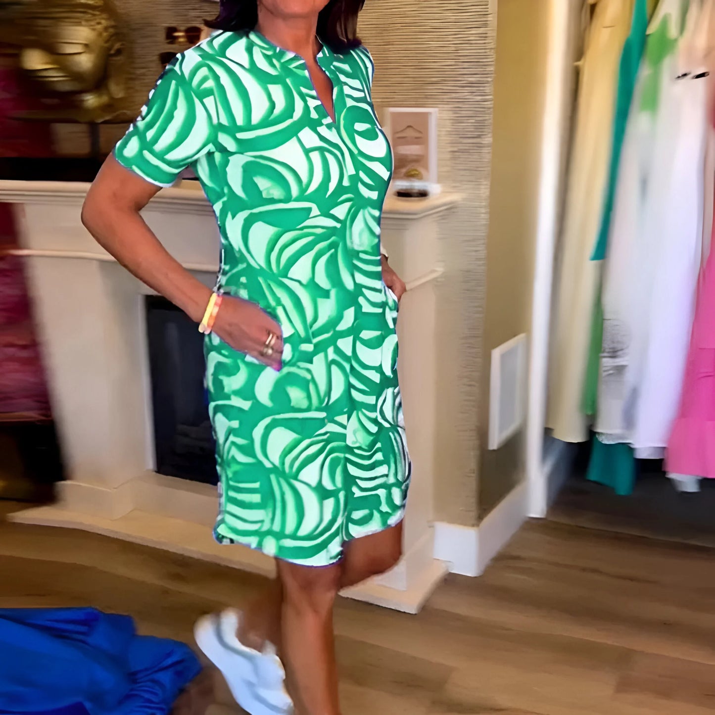 Maëlle – Abstract V-Neck Summer Dress