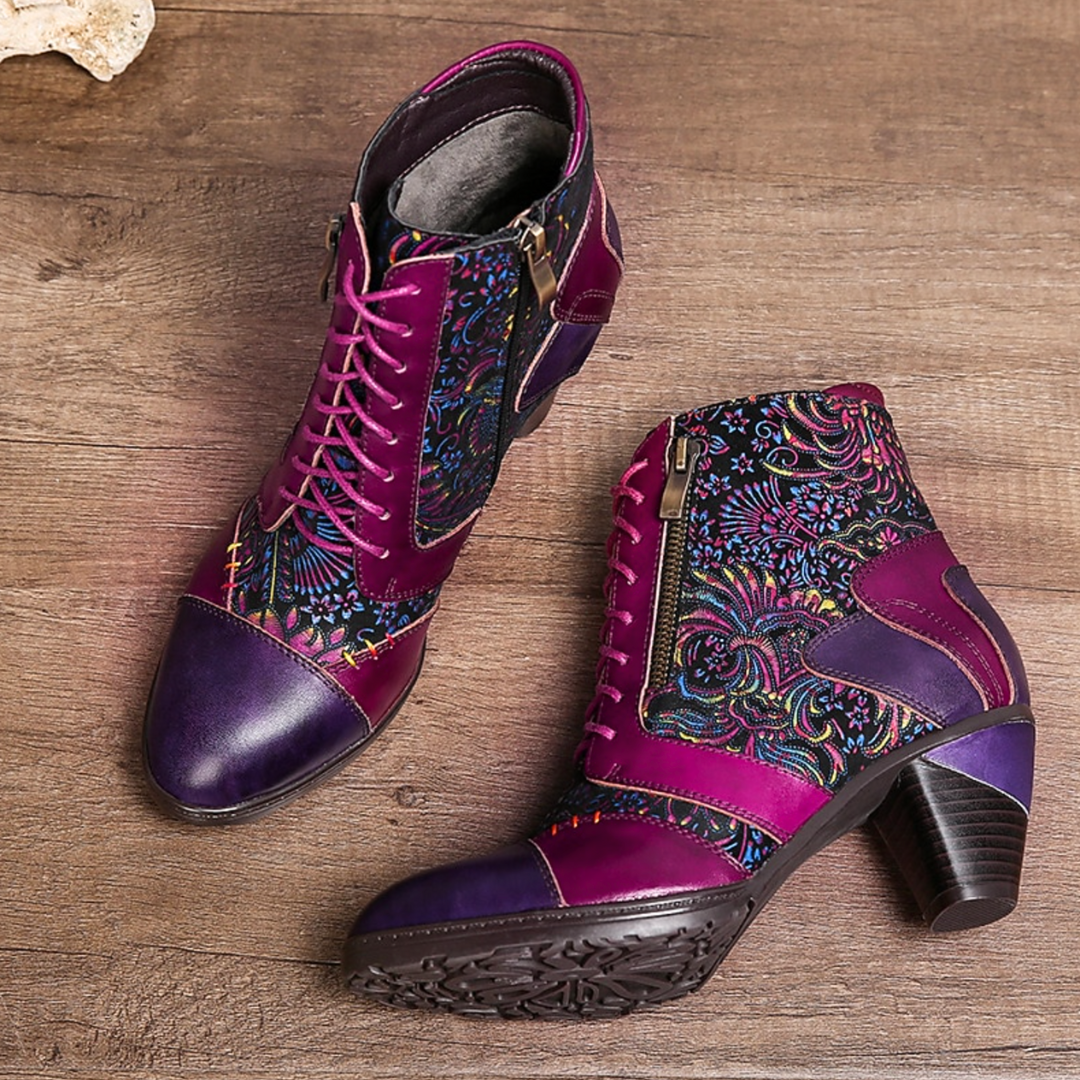 Zoja - Waterproof Booties with Floral Pattern