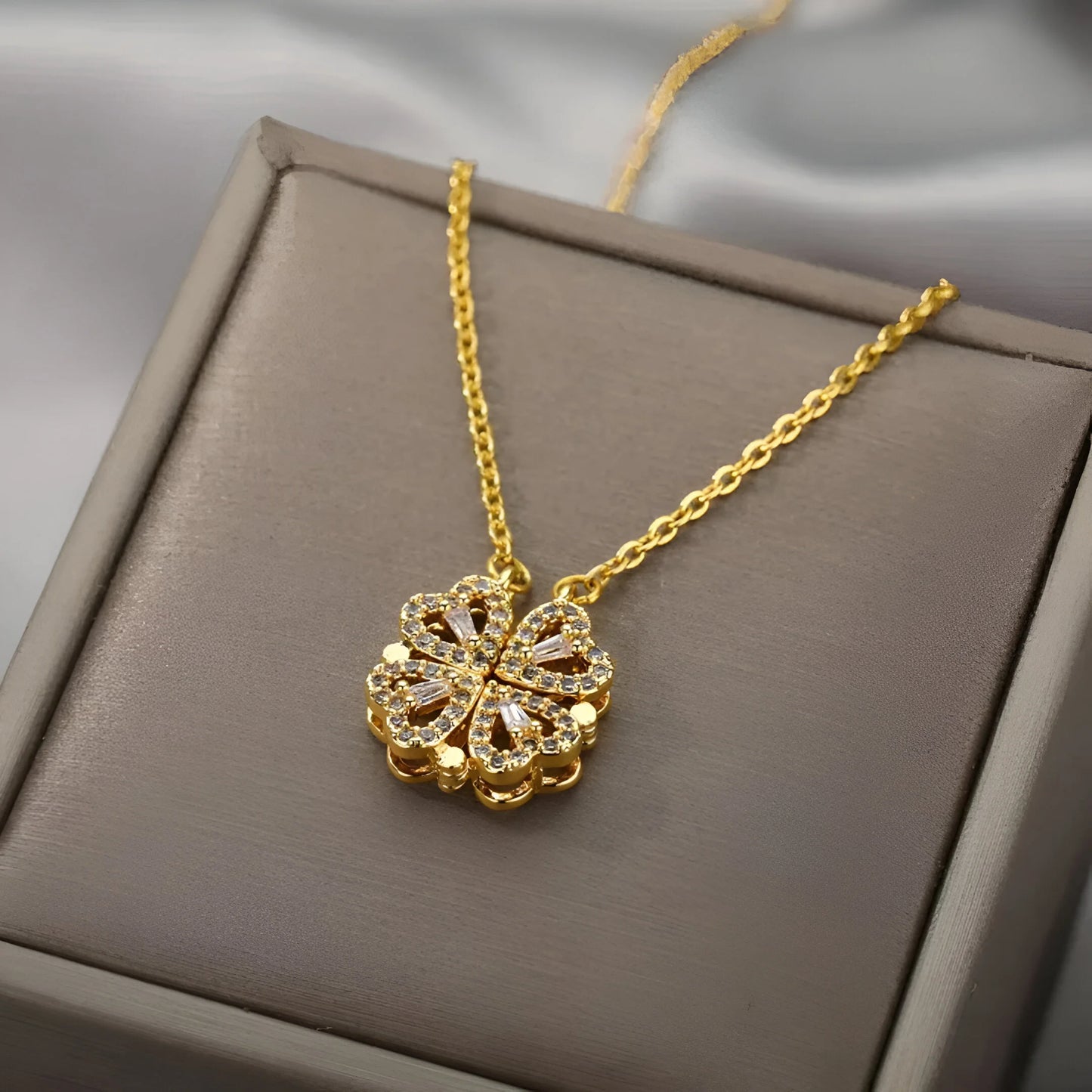 Celesta Clover Heart Pendant Necklace