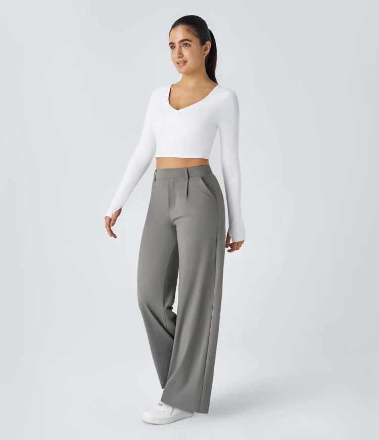 Aela – Sleek High Waist Wide Leg Trousers