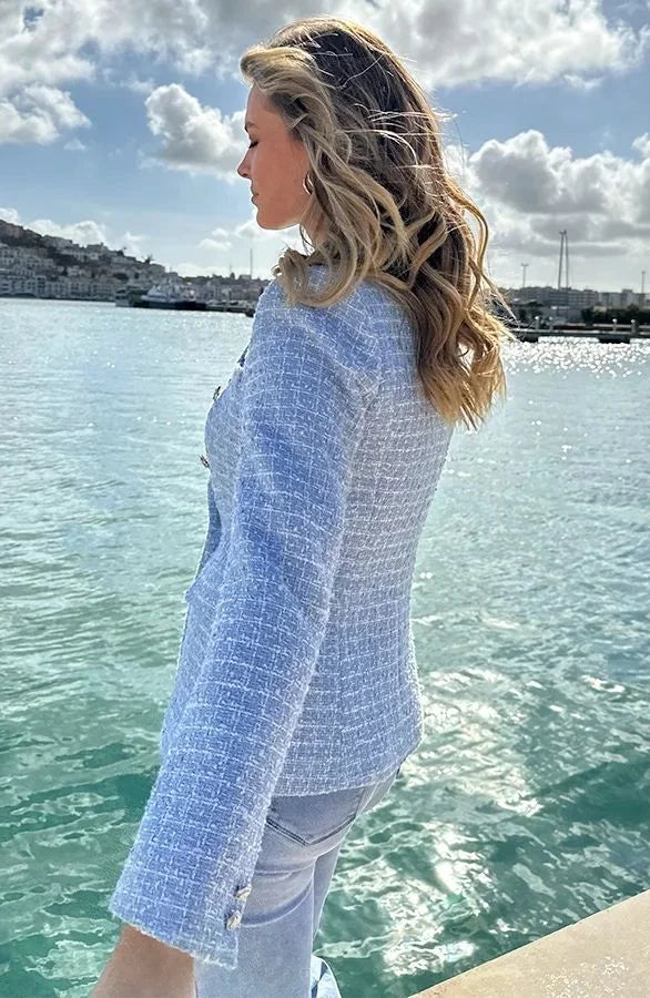 Vienna Luxe Tweed Double-Breasted Blazer